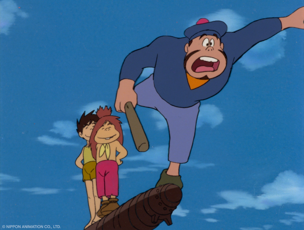 Future Boy Conan Episode 4 image on boat with man.