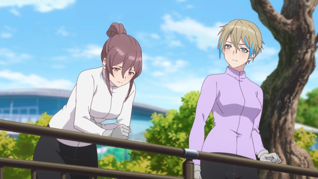 Rinkai! on RetroCrush image of girls standing and talking to each other.